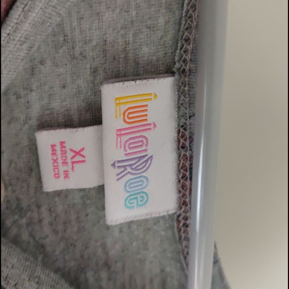 Lularoe Grey w/ pink flowers T-shirt dress - Picture 3 of 3